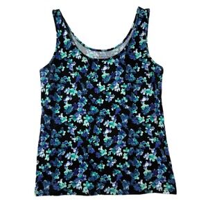 Ann Taylor Sleeveless Top Womens XS Floral Stretchy Wide Strap‎ Cottagecore